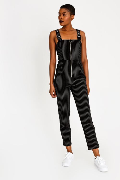 Pinstriped Jumpsuit Black and White