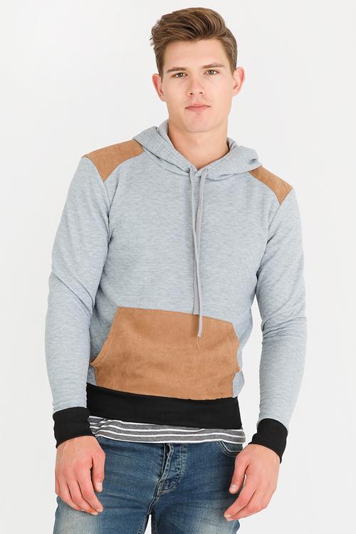 Quilted Fleece Hoody Grey
