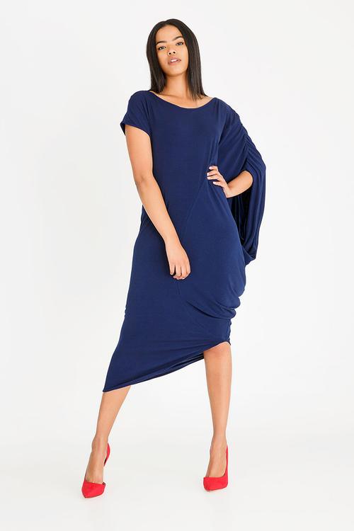 Talia Drape Dress - Navy