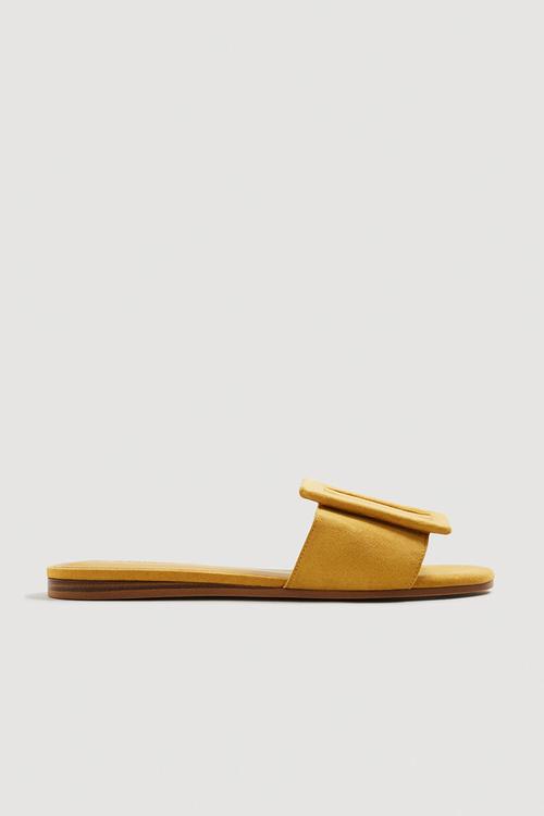 Buckle Flat Sandals Yellow