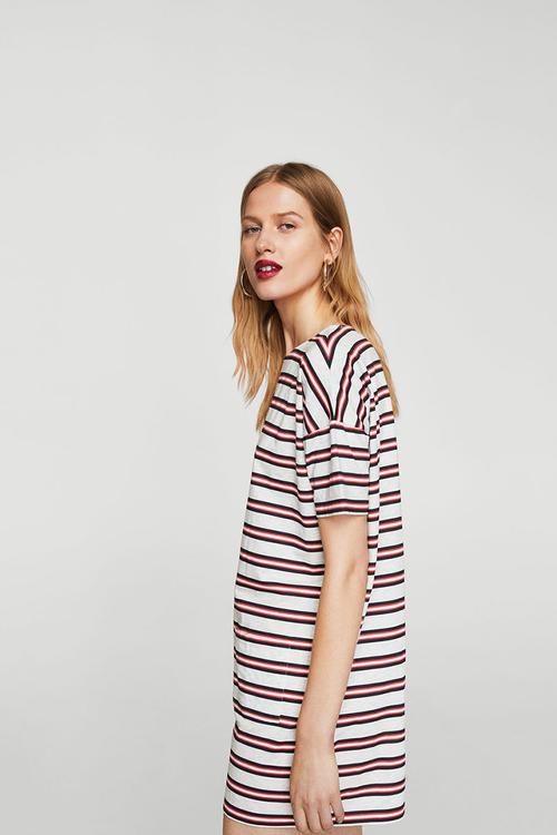 Striped Shift Dress Grey