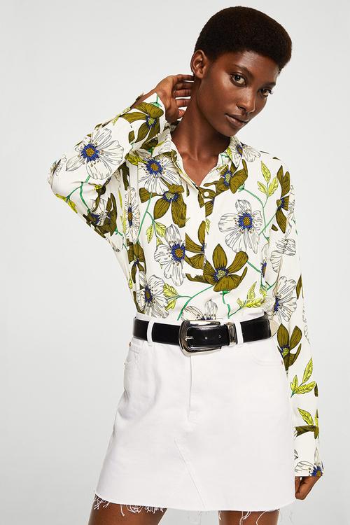Floral Print Blouse White
