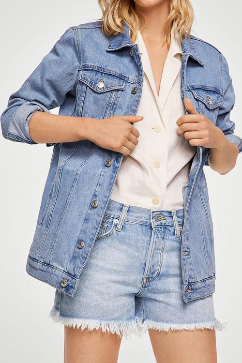 Frayed Hem Denim Shorts Dark Blue