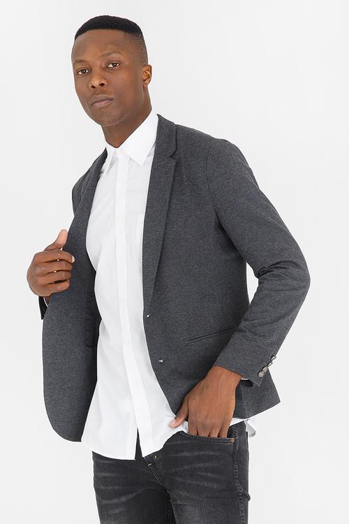 Borris Cotton Blazer Charcoal
