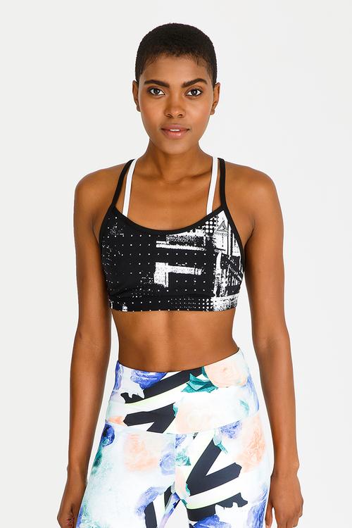 Reebok Strappy Bra Black and White