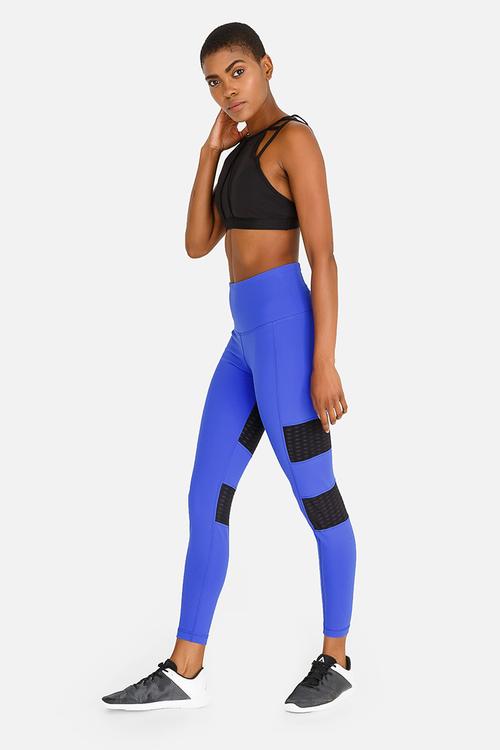 High Rise Mesh Leggings Blue