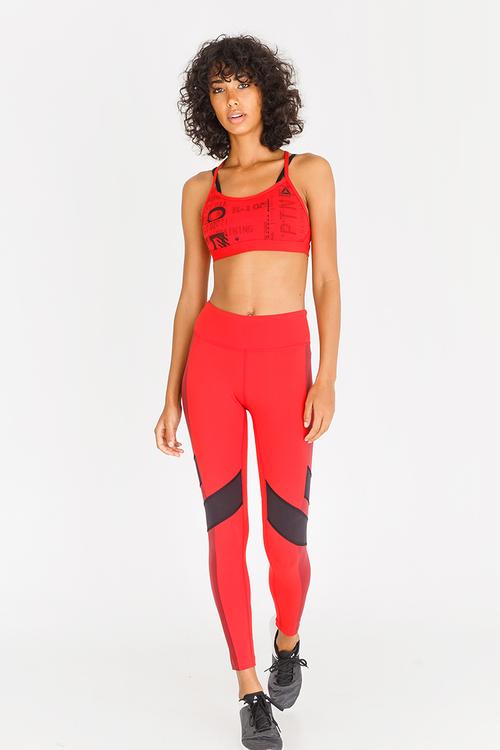 Reebok Lux Colour Block Leggings Red