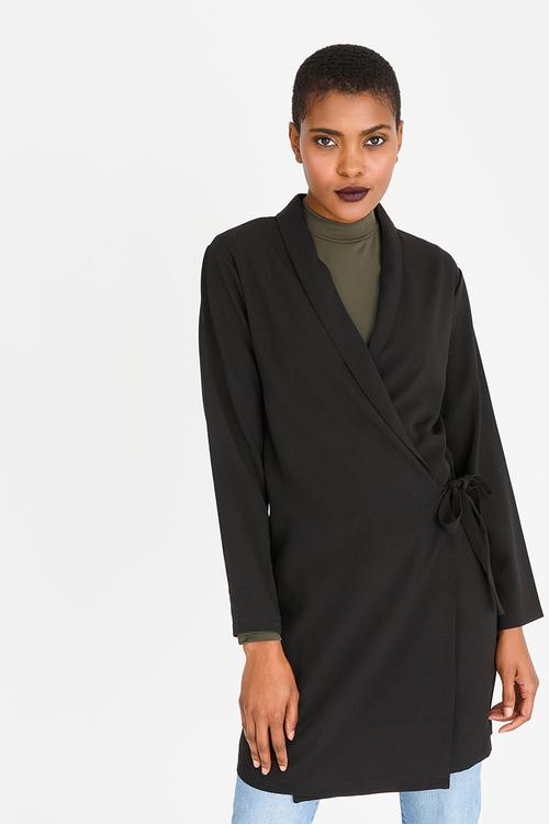 Long Sleeve Wrap Jacket Black