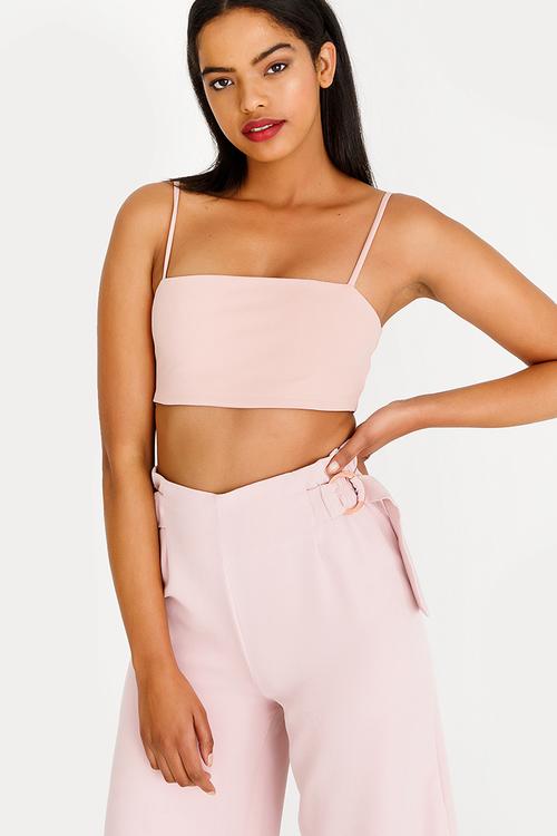 Boity Square Neck Crop Top Mid Pink