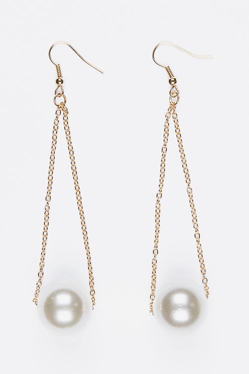 Pearl Chain Earrings Gold