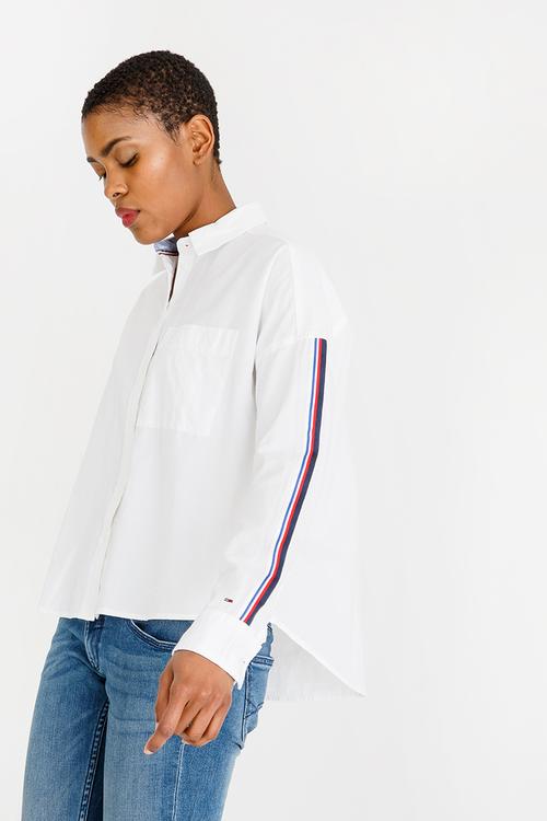 Oversized Tape Detail Shirt White