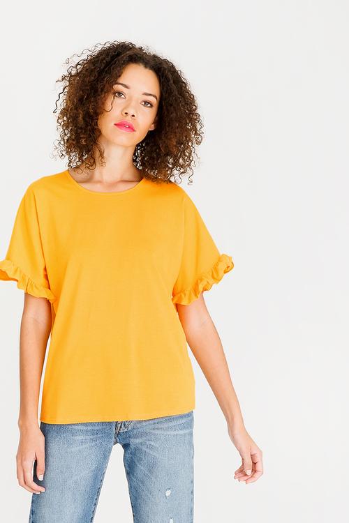 Frill Sleeve T-Shirt Yellow