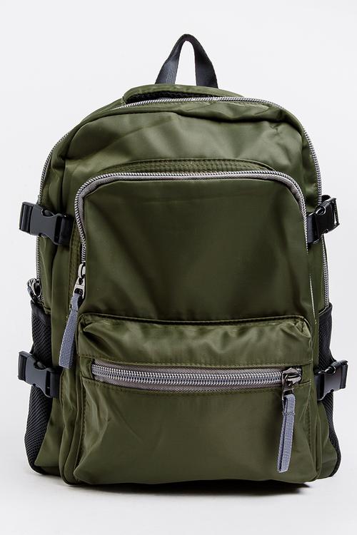 Plain Backpack Khaki Green