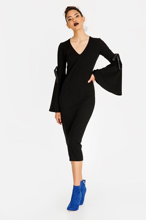 Bell Sleeve Bodycon Dress Black