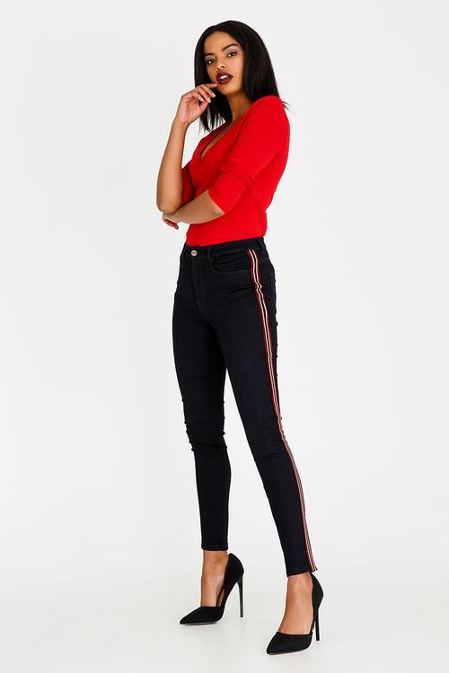 Ryder Skinny Jean with Side Seam Tape Dark Blue