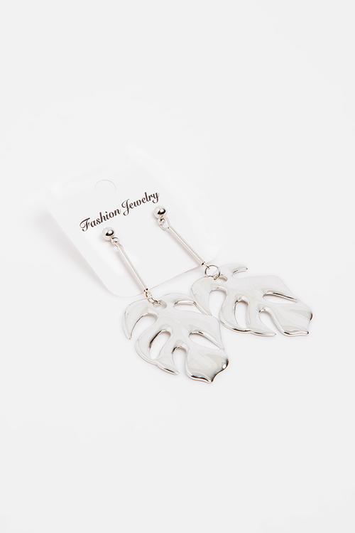 Palm Tree Drop Earrings Silver