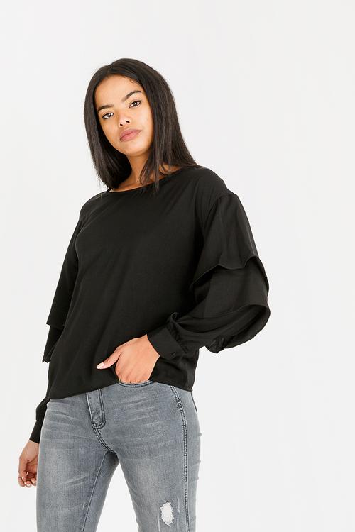 Ruffle Detail Blouse Black
