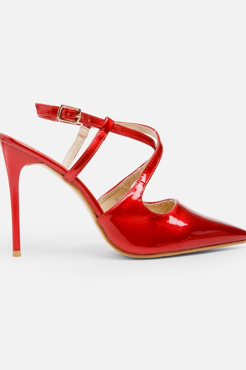Cross strap stiletto - red