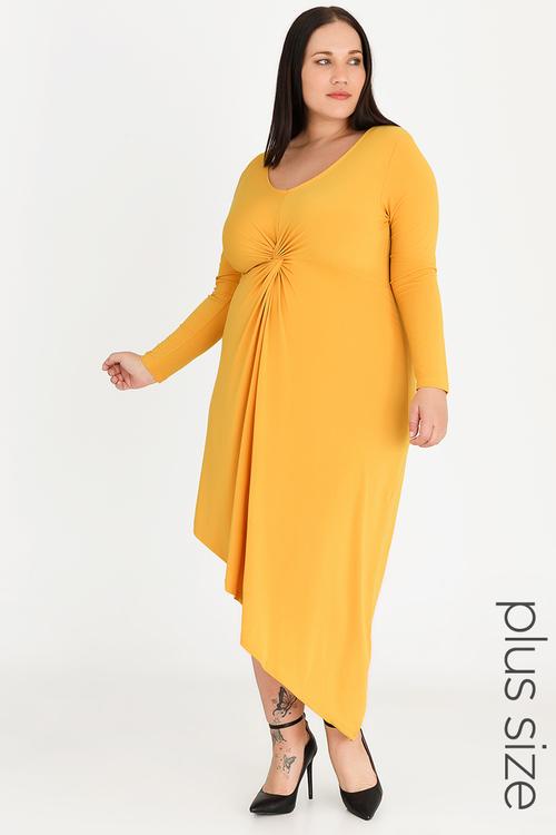 Asymmetrical Hem Dress Yellow
