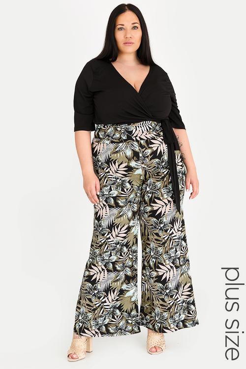 Wide leg high waisted pant - black & white 