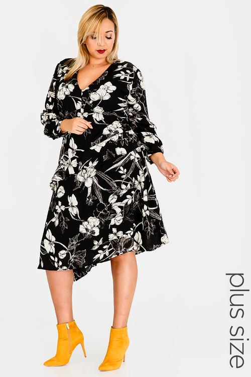 Cross Over Cuff Midi Dress Black