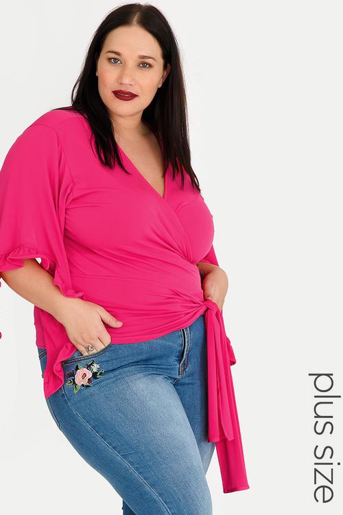 Wrap Top Cerise Pink