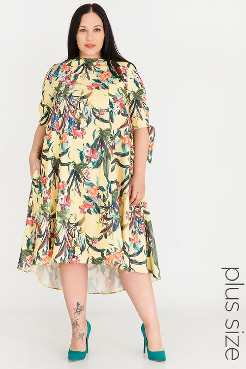 Keaton Trapeze Boat Neck Dress Yellow
