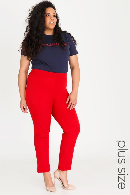 High waisted smart pants - red