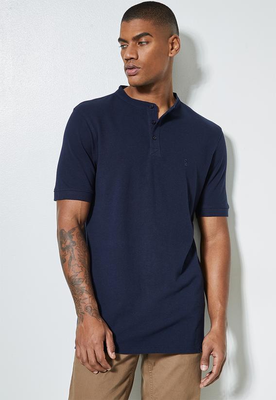 Pique short sleeve slim fit mandarin golffer - navy Superbalist T ...