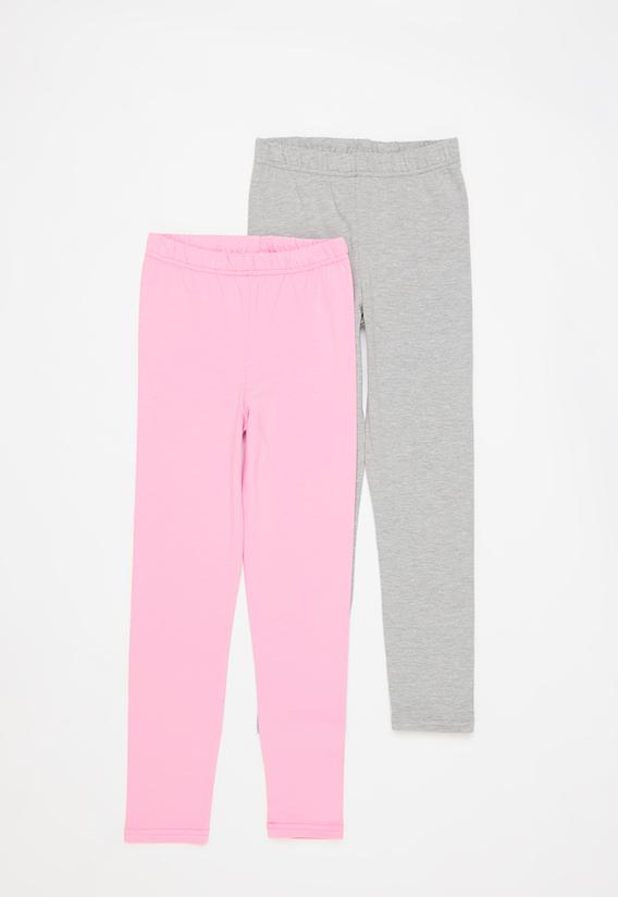 2 pack legging - grey melange/pink 