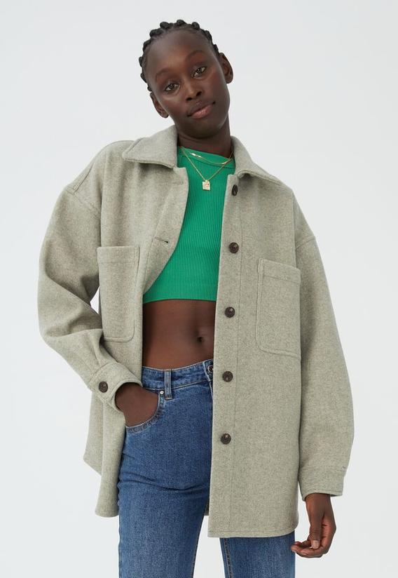 The boxy shacket - sage green Cotton On 