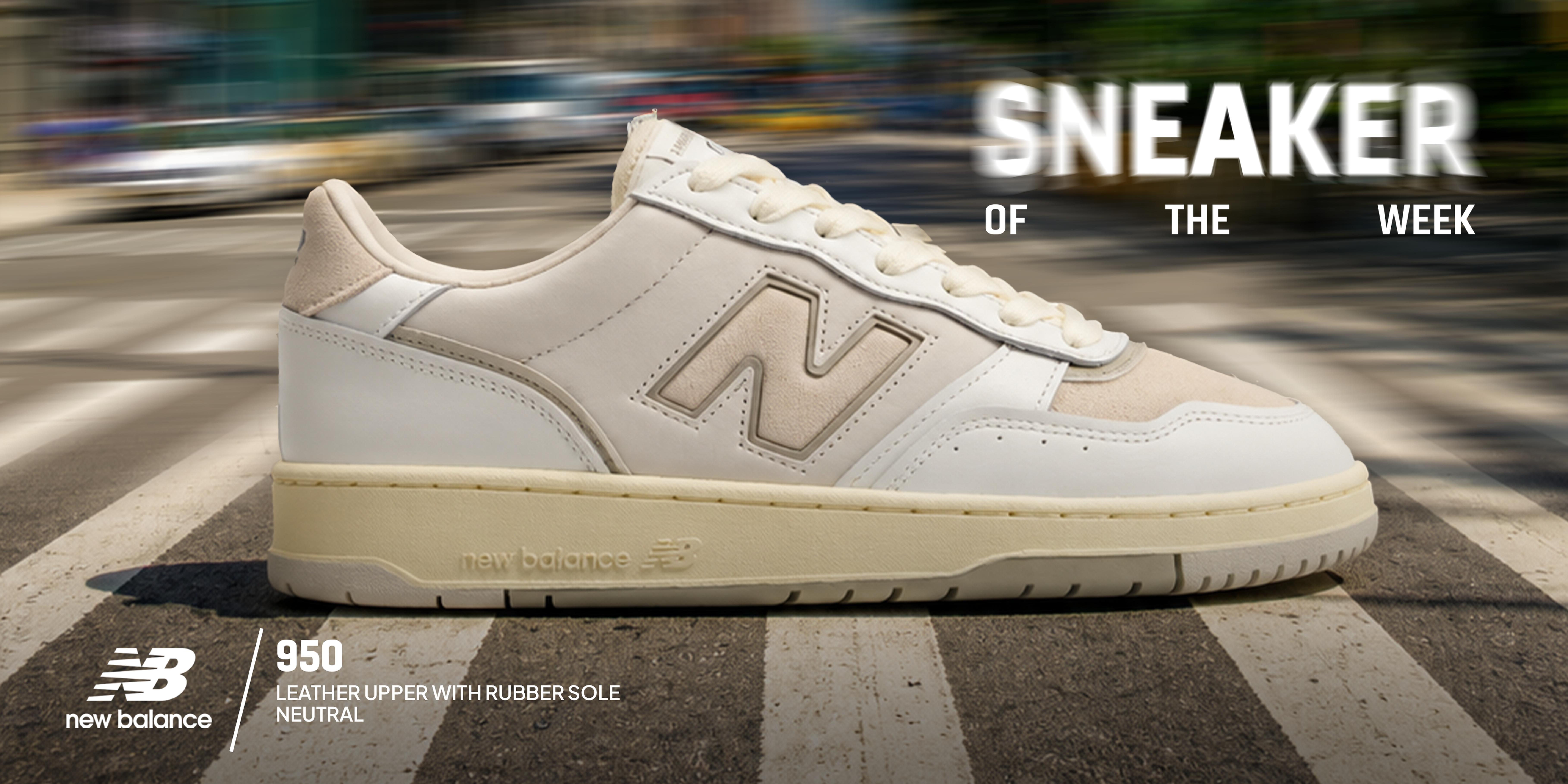 Promotional sneaker graphic for Sneaker Beat featuring a white adidas Adizero Evo SL shoe with black stripes, labeled “Sneaker of the Week” and “adidas,” in cloud white, core black, and cloud white.