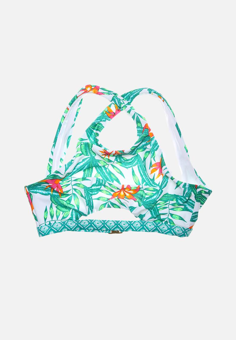 Panama Palms Spliced Print Crop Bikini Top MINKPINK Swimwear ...