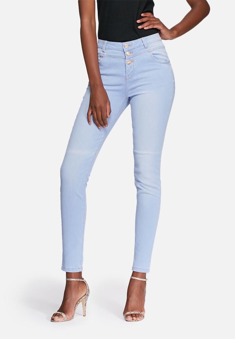 high waisted button jeans