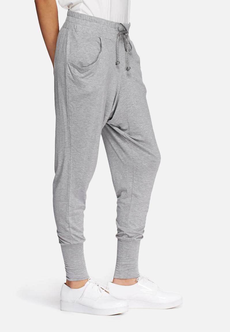 grey drop crotch joggers