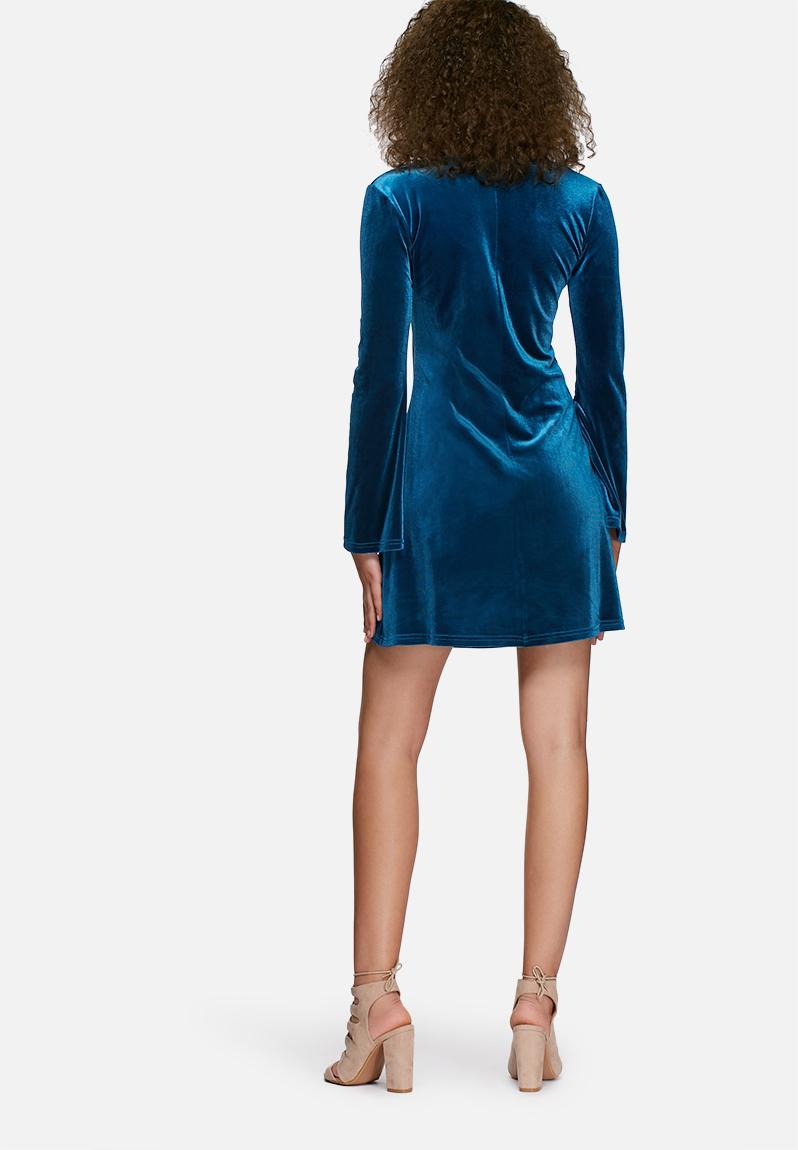 Velvet Vneck dress teal dailyfriday Casual