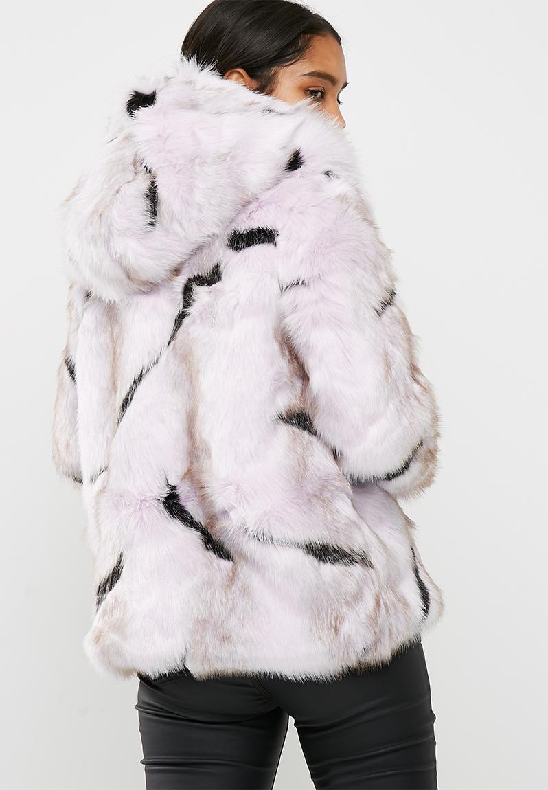 Zebra faux fur coat - Lilac Black Fur Glamorous Jackets | Superbalist.com