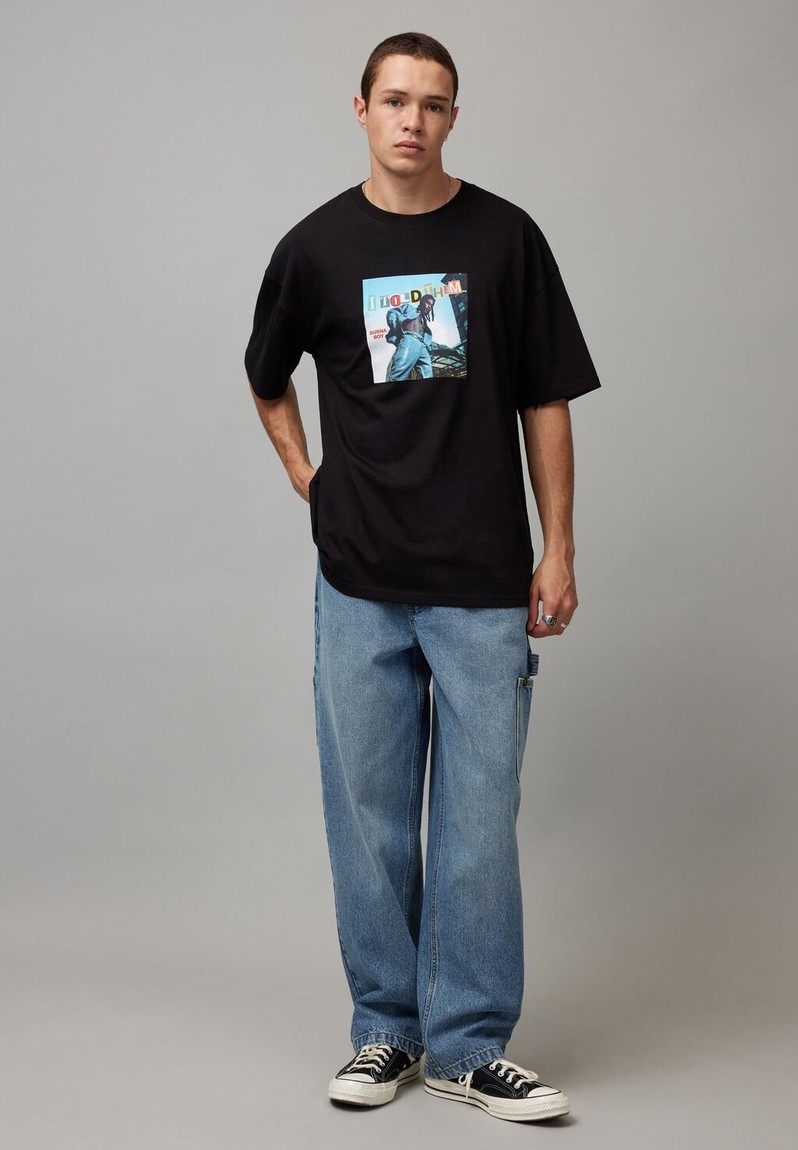 Oversized Music Merch T-Shirt - Lcn Wmg Black burna Boy Told Them