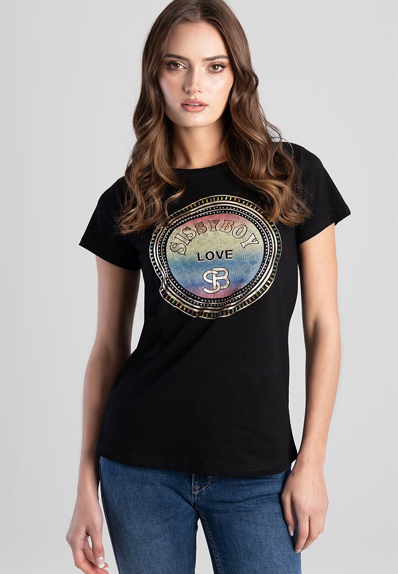 Sissy Boy Vester: Regular Fit Multi-technique Logo Top - Black