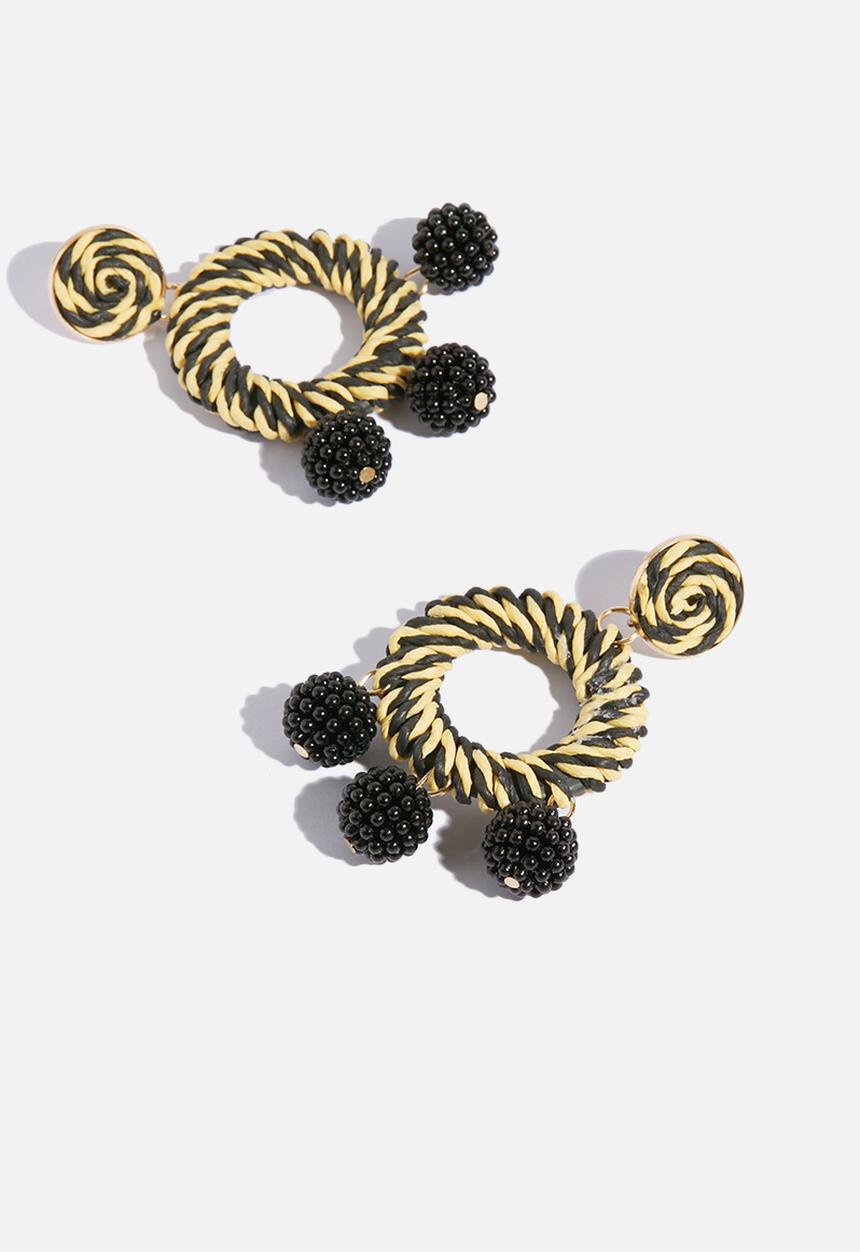 Superbalist - Raffia round earrings - natural & black