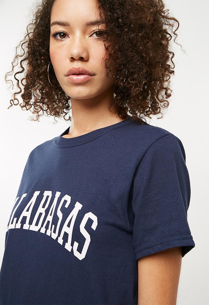 Missguided - Calabasas slogan T-shirt - navy