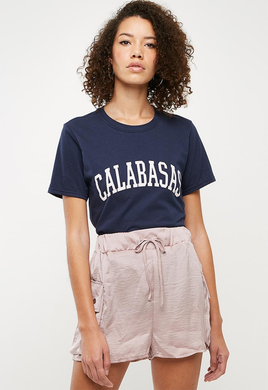 Missguided - Calabasas slogan T-shirt - navy