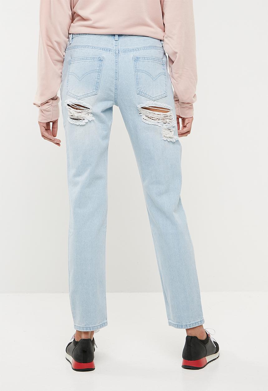 Missguided - Lust bum rip low rise boyfriend jean - blue