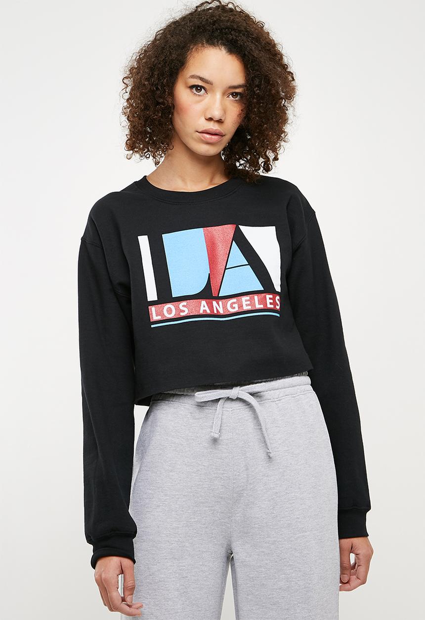 Missguided - Los Angeles sweat top - black