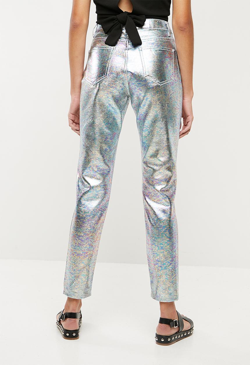 Missguided - Riot high rise metallic petrol mom jean - multi