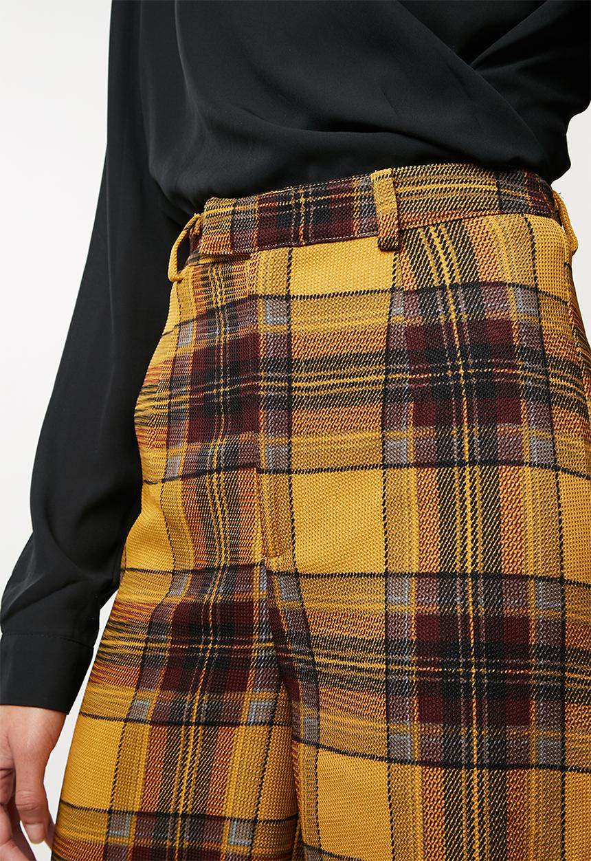 Missguided - Check wide leg trousers - yellow & brown