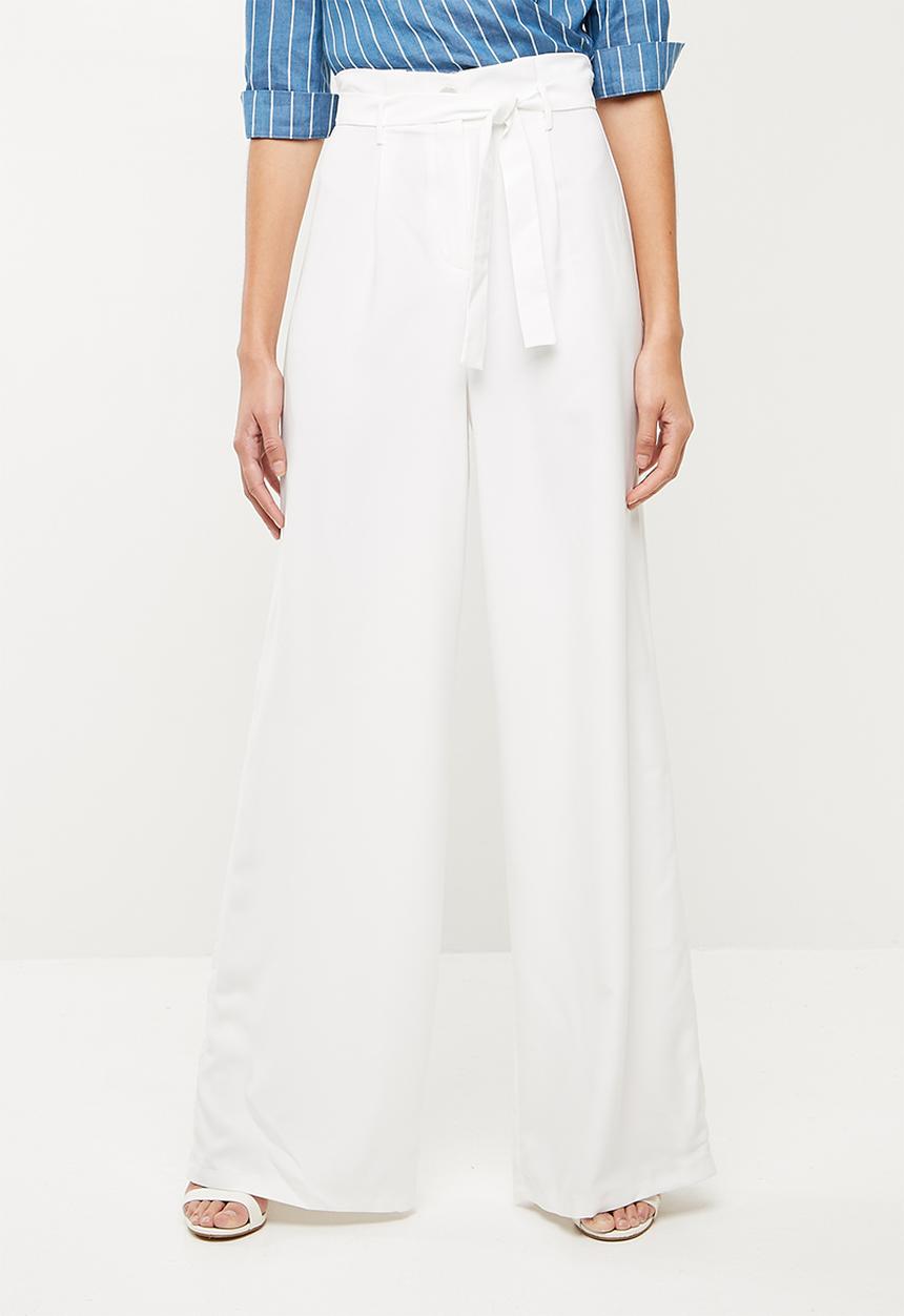 Missguided - Tailored paperbag waist trousers - white