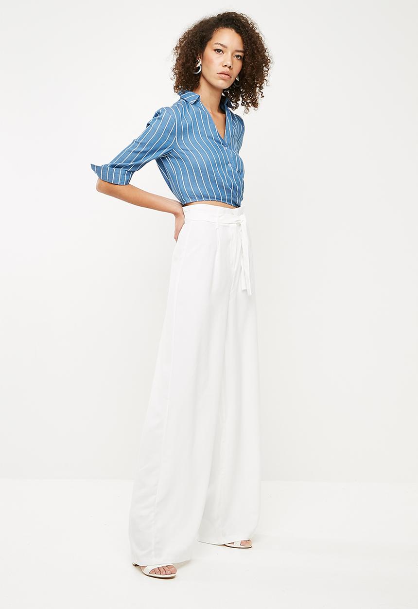 Missguided - Tailored paperbag waist trousers - white