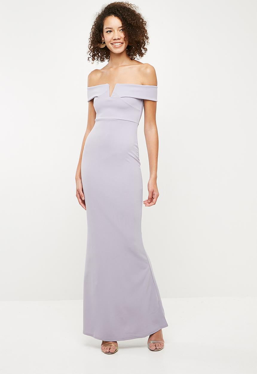 Missguided - Scuba bardot v plunge maxi dress - grey