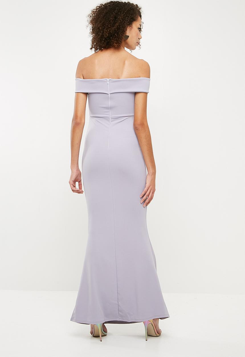 Missguided - Scuba bardot v plunge maxi dress - grey
